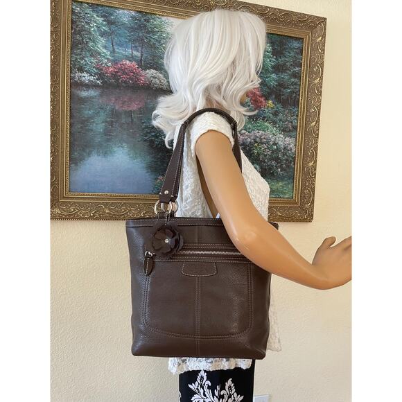 Vintage Coach brown Hamilton pebble leather shoulder bag tote Serial F14689 - Picture 3 of 9